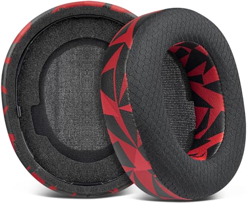 Image of SOULWIT Mesh Fabric Replacement Earpads for Steelseries Arctis Nova Pro Wireless /Arctis Nova Elite Headphones, Ear Pads Cushions with High-Density Noise Isolation Foam, Added Thickness - Red Storm