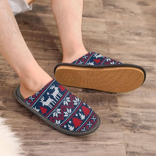 visesunny Women Men's Fuzzy Slippers Plush Warm Winter Christmas Reindeer Pattern Cozy House Slippers Comfy Indoor Shoes4