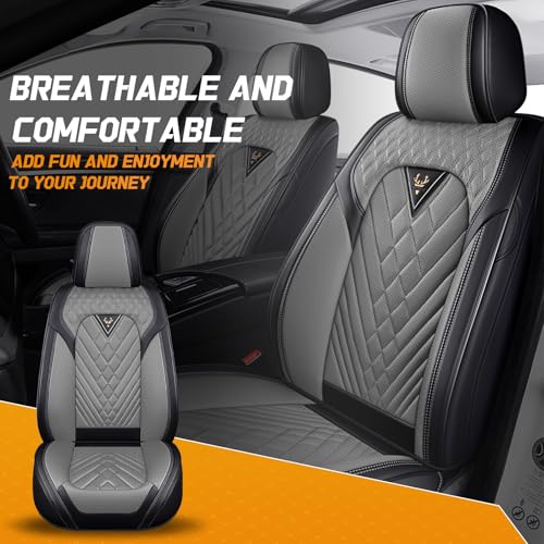 Image of for Toyota RAV4 Seat Covers 2008-2026, Waterproof Car Seat Covers | Nappa Leather Seat Covers for RAV4 Front Set, Airbag Compatible, Full Coverage Seat Protectors, Easy Install(Black /Gray)