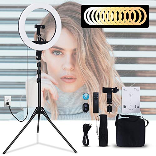 18 Inch Ring Light LED Ringlight Kit with Tripod Dimmable 3000-6000K w/Smartphone Holder for Live Streaming YouTube Vlog Video Shooting Camera Photography Makeup Selfie