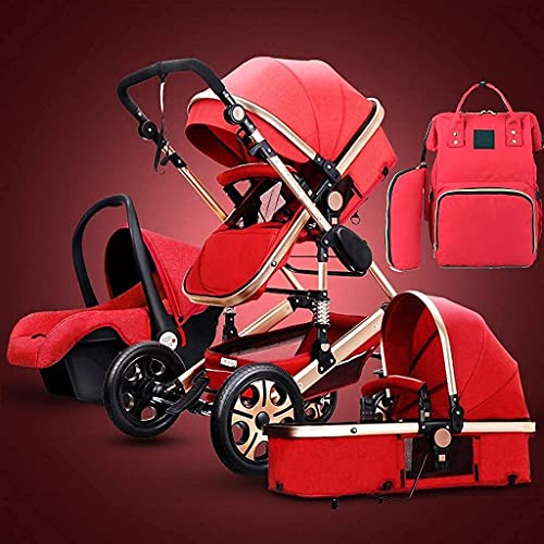 LCNING Travel Systems with Easy to Use Prams and Pushchairs from Birth,Travel System 3 in 1 Stroller Buggy with Diaper Bag Backpack, High Landscape Anti-Shock Baby Child Pushchair Reverse