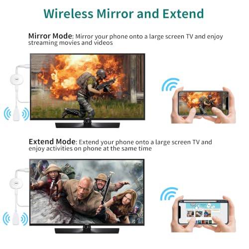 Image of 4K Wireless HDMI Display Dongle Adapter 1080P, WiFi Casting Movies, Shows Receiver for i-Phone, i-Pad, iOS, Android, Tablet, Laptop, Windows to HDTV /Monitor /Projector, Support Miracast Air Play, White
