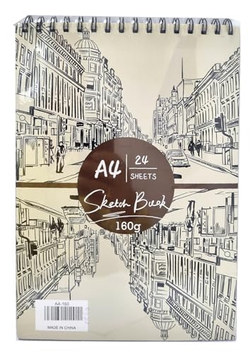 Rosy.Moment Sketch Book A4-Size 160gsm 24sheet Double-Sided Hardcover Sketchbook Spiral Sketch Pad Durable Acid Free Drawing Art Paper for Kids & Adults