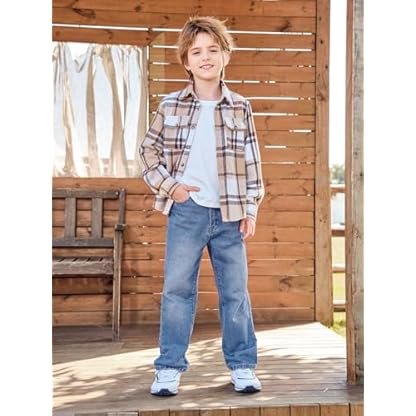 Haloumoning Boys Loose Fit Straight Leg Jeans Casual Cotton Denim Pants with Zipper 5-14 Years - Image 3
