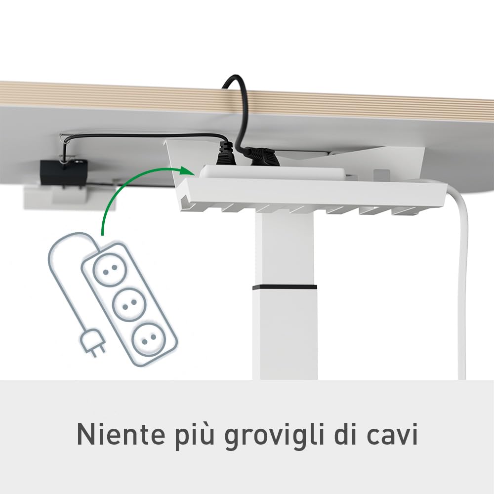 Leitz Ergo Scrivania Ergonomica Sit Stand Mobile con Regolazione Elettrica dell'altezza, Supporta fino a 80 kg, Portacavi Incluso, 80 cm x 60 cm, Gamma Ergo, Bianco, 65340001