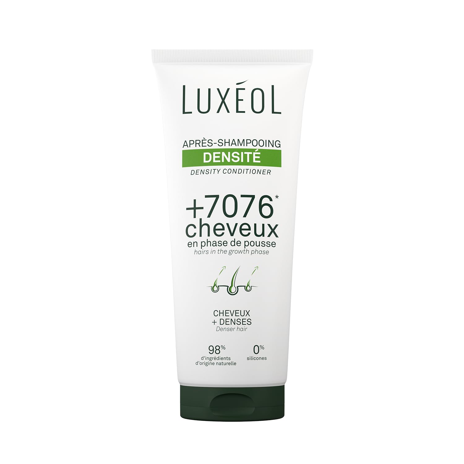LUXEOL - Après-Shampooing Densité - +7076 Cheveux En Phase De Pousse* - Augmente La Densité Capillaire - 98% D'Ingrédients D'Origine Naturelle - Sans Silicones - Fabriqué en France - 200 ml