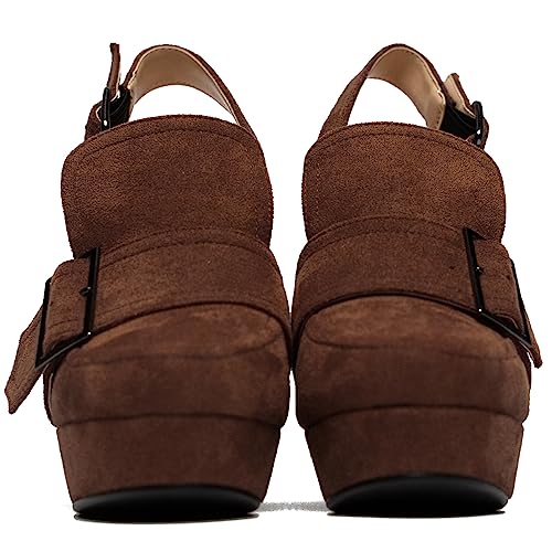 Image of SHODENSE Women Vintage Platform Chunky High Heels Pumps Shoes Round Closed Toe Platform Loafers Ankle Strap Block Heel Slingback Summer Sandals Backless Buckle Loafer Ladies Chic Sexy Party 4-11 M US