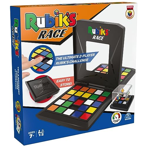 Rubik's Race, Classic Fast-Paced Strategy Sequence Brain Teaser Travel Board Game Two-Player Speed Solving Face-Off, Stocking Stuffers, for Adults & Kids Ages 7+