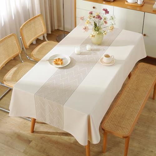 Linen Tablecloths for Rectangle Tables,Fabric Tablecloth Advanced Waterproofing Technology for Dinningroom,Farmhouse