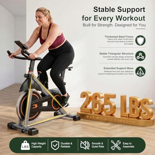 Image of Exercise Bike with APP, Stationary Bike for Home, Workout Bike for Adults & Seniors, Indoor Cycling Bike with Adjustable Resistance, Low Noise, Easy Assembly, 265LB Weight Capacity