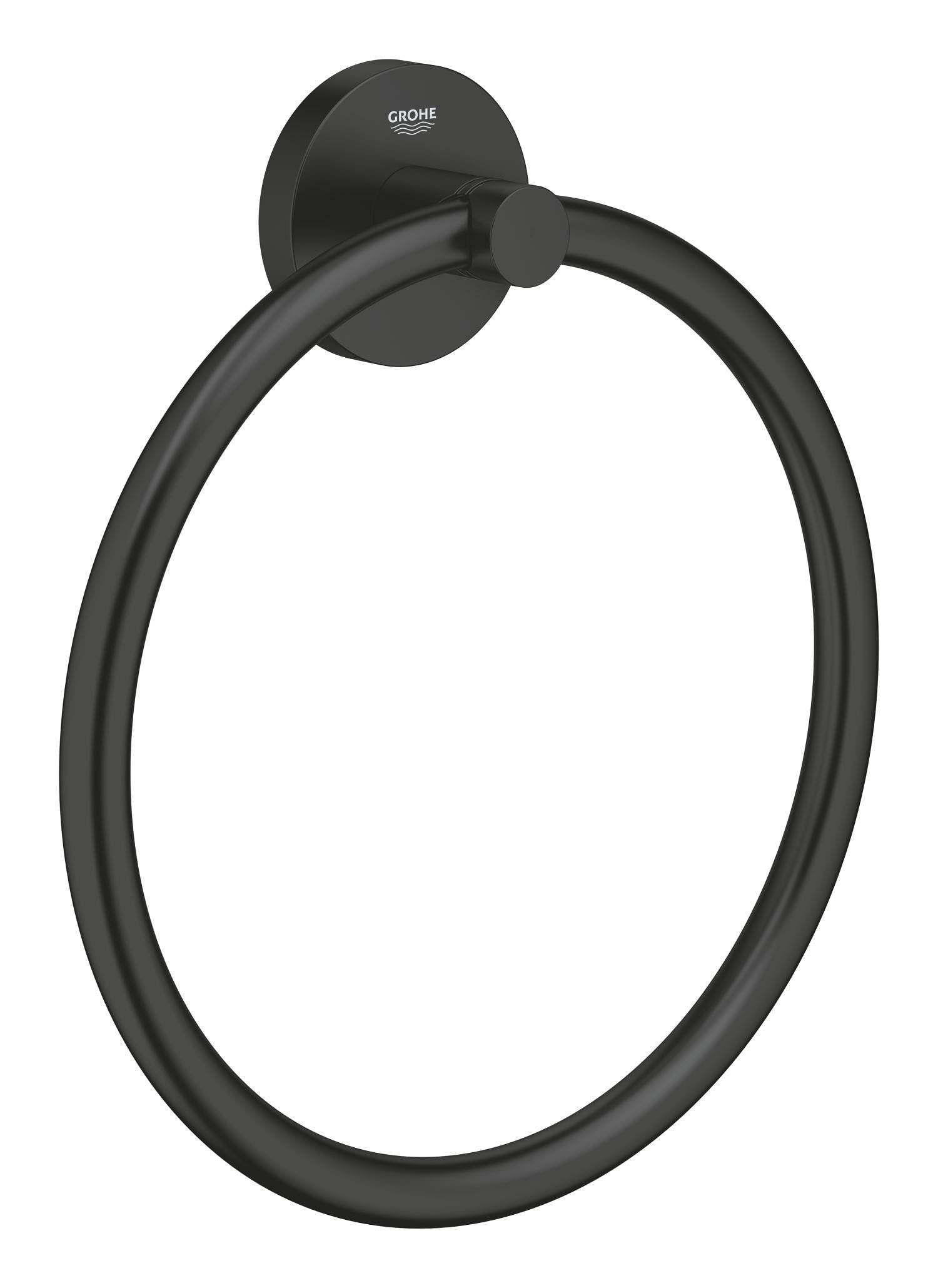 B&Q -  Start Black Polypropylene (Pp) & Stainless Steel Wall-Mounted Towel Ring (W)4.4Cm