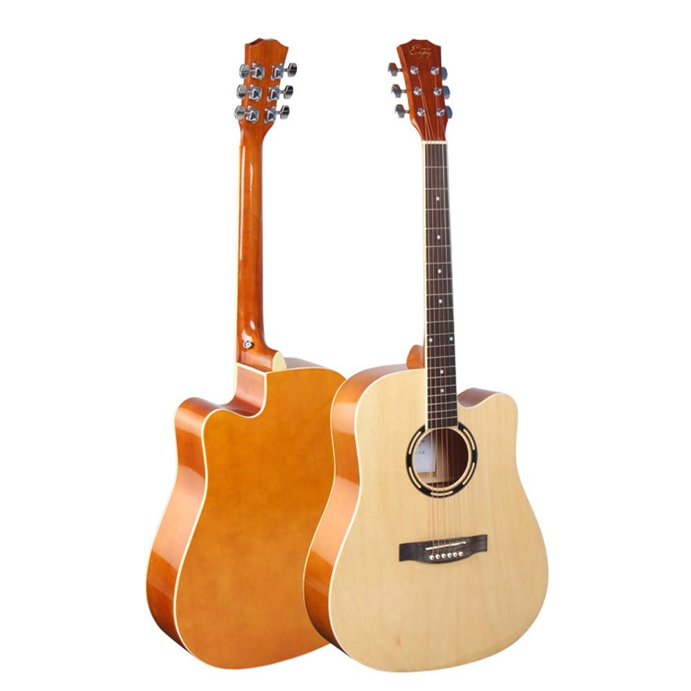 Burr - ATUR 41-inch Acoustic Guitar Solid Basswood Top Cutaway Acoustic Electric Cutaway Guitar Set, Capo, E-Tuner, Gig Bag, Strap,