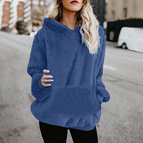 Women's Warm Long Sleeves Pullover Sweatshirts Winter Fluffy Hoodie Top Elegant Hooded Pullover Jumper Plus Size - Thumbnail 2