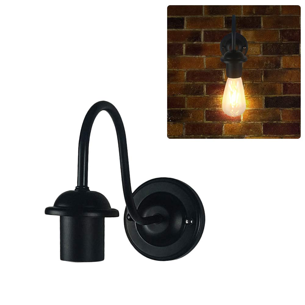 Vintage Metal Wall Light Whole Black Wall Sconce with Bulb Home Kitchen Bar Cafe Shop Restaurant Industrial Wall Light Edison E27 Wall Lamp Base