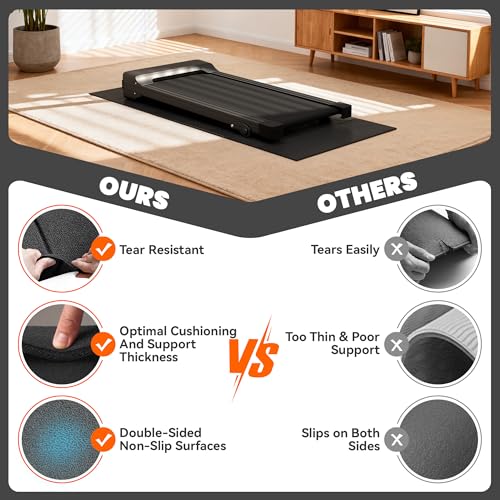 Image of Stepwaver Walking Pad Mat for Carpet, Treamill Mat for Hardwood Floors, High Density, 1 /4 Thickness, Folable, Floor Protection for Bike, Elliptical, Treadmill