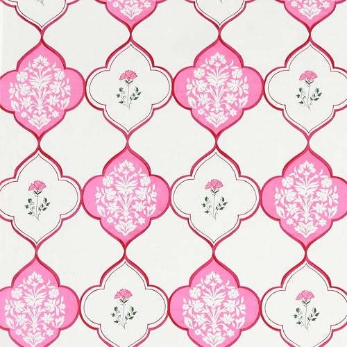 Image of BLOCKS OF INDIA Hand Block Printed 200 TC Cotton King Size Bedsheet | MUGHAL Pink