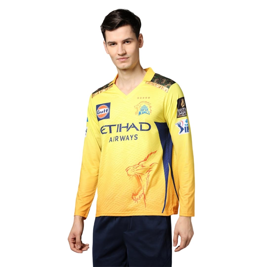 playR x Chennai Super Kings Authentic Match Jersey – IPL 2025 Edition Unisex Adult Plain Long Sleeve Sportswear Tee for Training, Practice, Outdoor & Match Day Comfortable Csk Tshirt for All Season-image-9