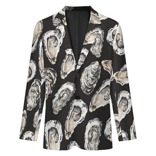 Oyster Printed Men's Classic Fit Suits Funny Casual Stylish Two Button Blazer4