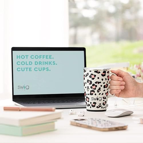 Miniatura 7 de Swig - Taza de viaje de 18 onzas, vaso aislado con asa y tapa, apto para vasos, apto para lavavajillas, taza de café aislada de acero inoxidable con