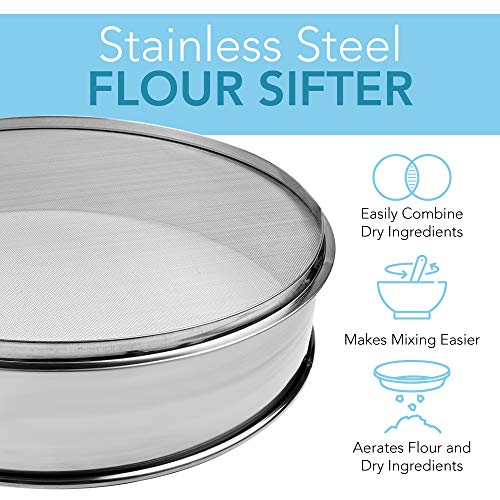 image for Vollum Stainless Steel Flour Sifter Fine Mesh Round Flour Sifter for B