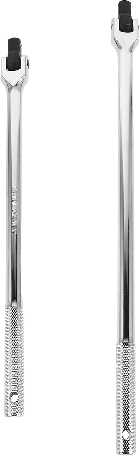 VILLCASE 2pcs Long Handle Flex Head Breaker Bar Set 1/2 Inch Drive Ratchet Spanner Wrench Socket for Car Wheel Repair and Tightening 15 Inch +