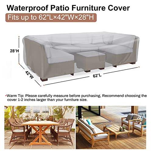 Image of Mrrihand Outdoor Patio Furniture Covers Waterproof 62 inchLx42 inchWx28 inchH Black