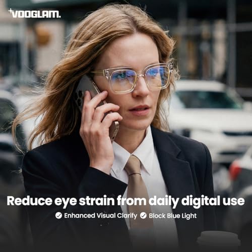 Image of VOOGLAM Square Blue Light Glasses for Women Men Anti Eyestrain Dry Eyes Computer Phone TV Eyewear Ibrahim