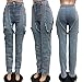Vakkest Women's Baggy Denim Jeans Patchwwork Pants High Cutout Straight Wide Leg Stretchy Ripped Pants Y2K Streetwear Dark Blue