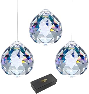 JIHUI 40mm Clear Crystal Glass Prism Suncatcher 3-Pack - Rainbow Maker Window Hanging Decor