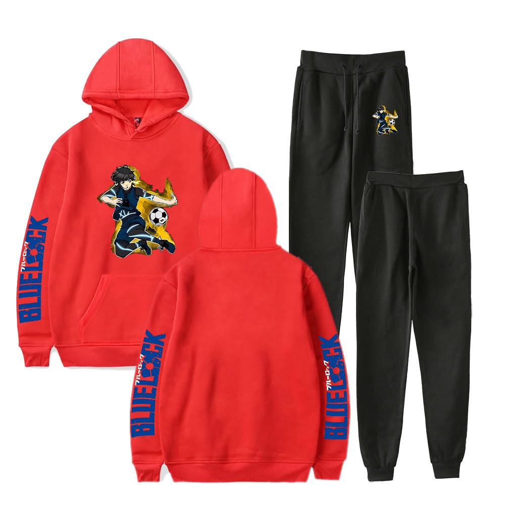 Blue Lock Anime Hoodie Jogger Pants Two Piece Set Sweatshirt Sweatpants Women Mens Set Stylish Streetwear