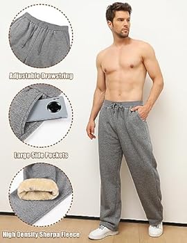 ZOXOZ Jogging Broek Mannen Katoen Thermo Gevoerd Warme Winter Fleece Sportbroek Elastische Mode Tailleband Katoen Lange Training Broek Losse met Ritszakken Zwart XL