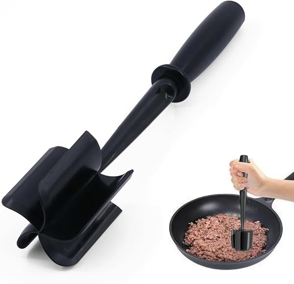 Meat Chopper, 5 Curve Blades Ground Beef Smasher, Heat Resistant Hamburger Smasher Tool, Nylon Potato Masher Utensil, Gr