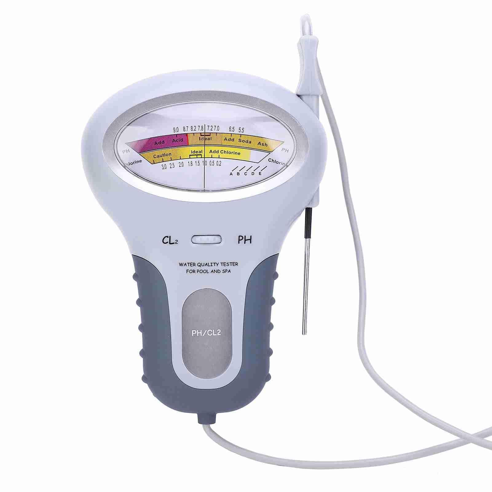 YWBL-WH Pool-Wasserqualitätsanalysator mit CL2 Chlor- und pH-Sensor, multifunktionales Messgerät für Pool-Wasser, Chlor-pH-Wasserzähler mit LCD Display, Wasserqualitätstester für Schwimmbad