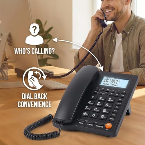 Teléfono Fijo con Cable con Identificador y 10 Teclas Marcación Rápida miniatura 3