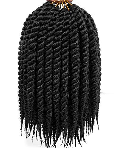 Havana Twist Crochet Hair Mambo Twist Senegalese Crochet Braids Braiding Hair 100gram 12 roots/Pack (22inch, 1B)