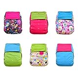 6-pack Bundle Charcoal Bamboo All-in-one AIO Cloth Diapers (Girl Prints)