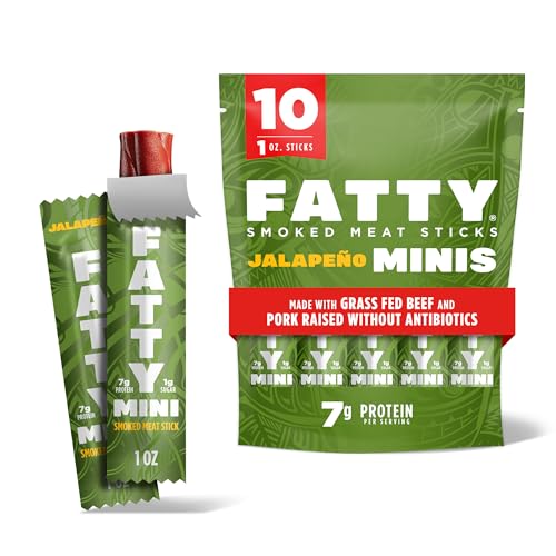 FATTY Mini Meat Jerky Sticks, Jalapeno Minis, 1 oz. Snack Size (10-pk) - image 1