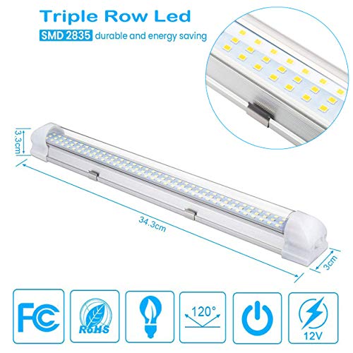 ROYFACC 108 LED Interior Light Bar Lamp Universal Strip Lighting 12V 6W for Car Camper Van Bus Caravan Boat Motorhome Kitchen Bathroom with ON/Off Switch (2 Pack)