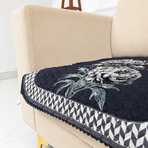 Image of Homerz 'Brooklyn Series' Premium Sofa Cover | Quilted Floral Design | Non-Slip Washable Sofa Protector | Soft Anti Slip Fabric (Ny Grey, 1 Seater, Only Seat Cover)