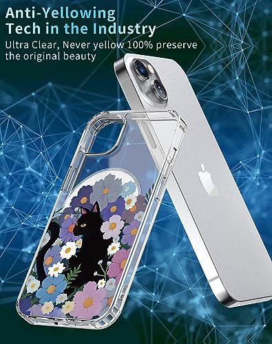 Coque iPhone 14 chat noir antichoc transparente avec protection magnétique - 5