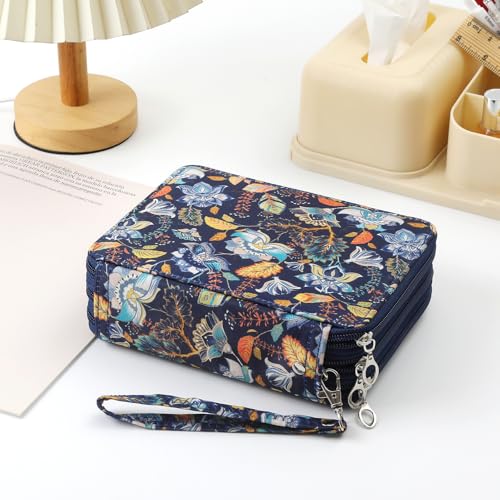 Image of Portable Colored 72 Slots Pencil case Organizer with Printing Pattern for Watercolor Pens, Pencil Case Organizer for Artist