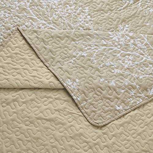 Royal Hotel Bedding Odette Beige Oversized Coverlet Set, Luxury Printed Design Quilt, Bedspread Set - Filled Quilts - Fits Pillow Top Mattresses - 3Pc Set - Queen Size #TOP2