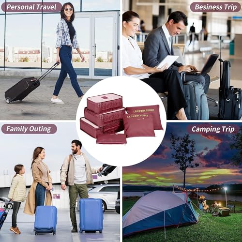 Image of Travel Organizer, Packing Cubes for Travel, Toiletry Bag, Packing Bags for Clothes, Travel Essentials, Maroon