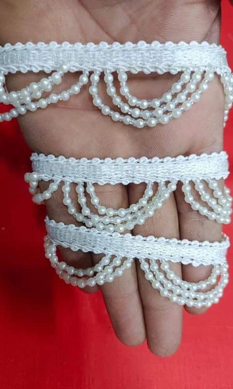 Latkan Layer Lace 8–9 Meters for Sarees, Blouses & Lehenga Decoration White Free Size 2