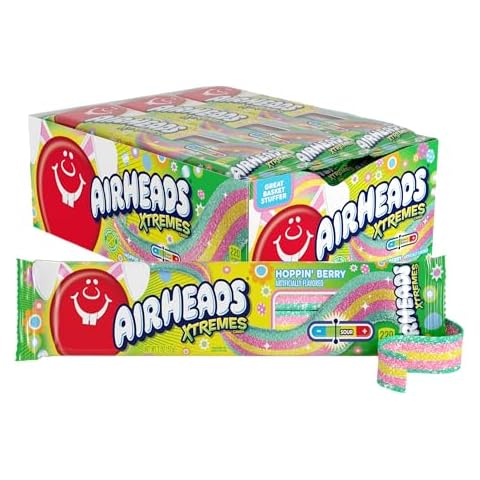 Airheads Xtremes, Sweetly Sour Spring Edition Hoppin Berry Flavored Candy Belts, Easter Baskets, 2oz (Pack of 18) Cover