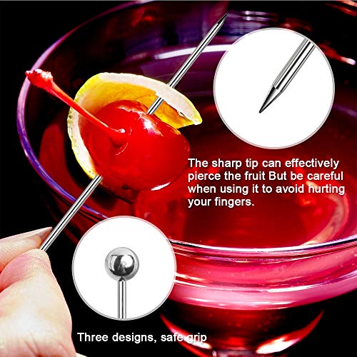 DONQL Roestvrijstalen cocktailsticks, herbruikbare fruitsticks, toothpicks, metaal, Martini Skewers, drankjes voor… - Image 5