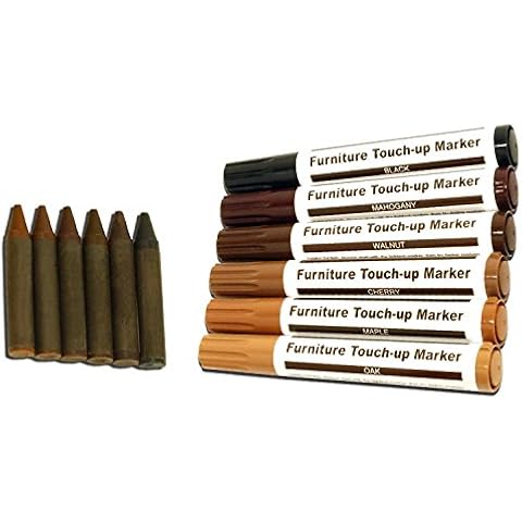 Total Furniture Repair System - 12Pc Scratch Restore & Repair Touch-Up Kit - Felt Tip Markers, Wax Stick Crayons. by RamPro Cover