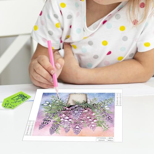 Image of Diamond Art Painting Kits for Adults, 5D Special Shape Crystal Rhinestone Diamond Painting, Potted Lavender Flower Design, DIY Diamond Art Kits for Beginners, Home Wall Decoration Gift, 12x12 Inch