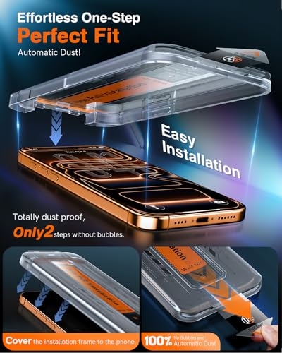 Image of LK 2 Pack for iPhone 17 Pro Max Screen Protector Tempered Glass, Military Grade Shatterproof [Auto Dust-Elimination, 0 Dust & Bubbles] Anti-Scratch, Max Coverge Screen Protector for 17 Pro Max