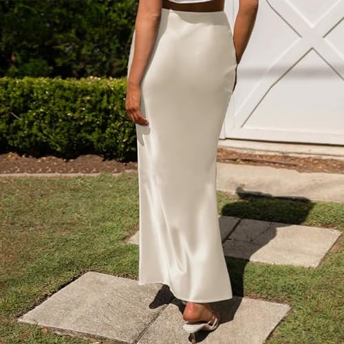 SANGTREE Women Satin High Waist Mermaid Maxi Skirt3